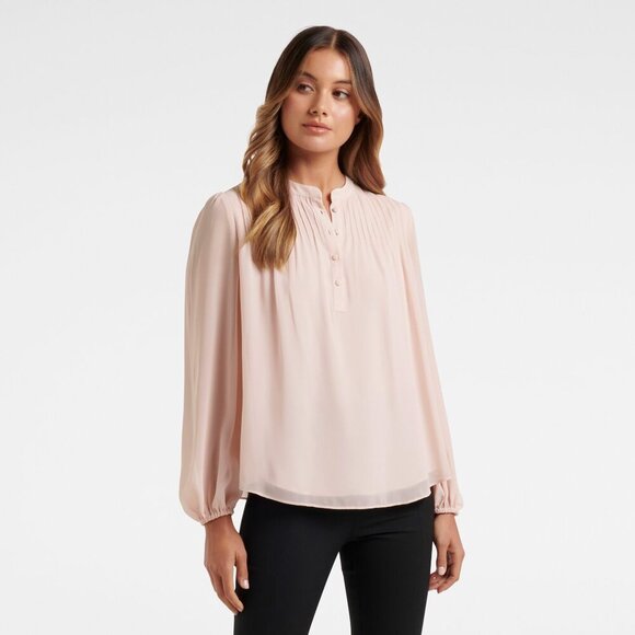 Forever New Danielle Pintuck Detail Blouse 10 Rose Smoke - Picture 1 of 13